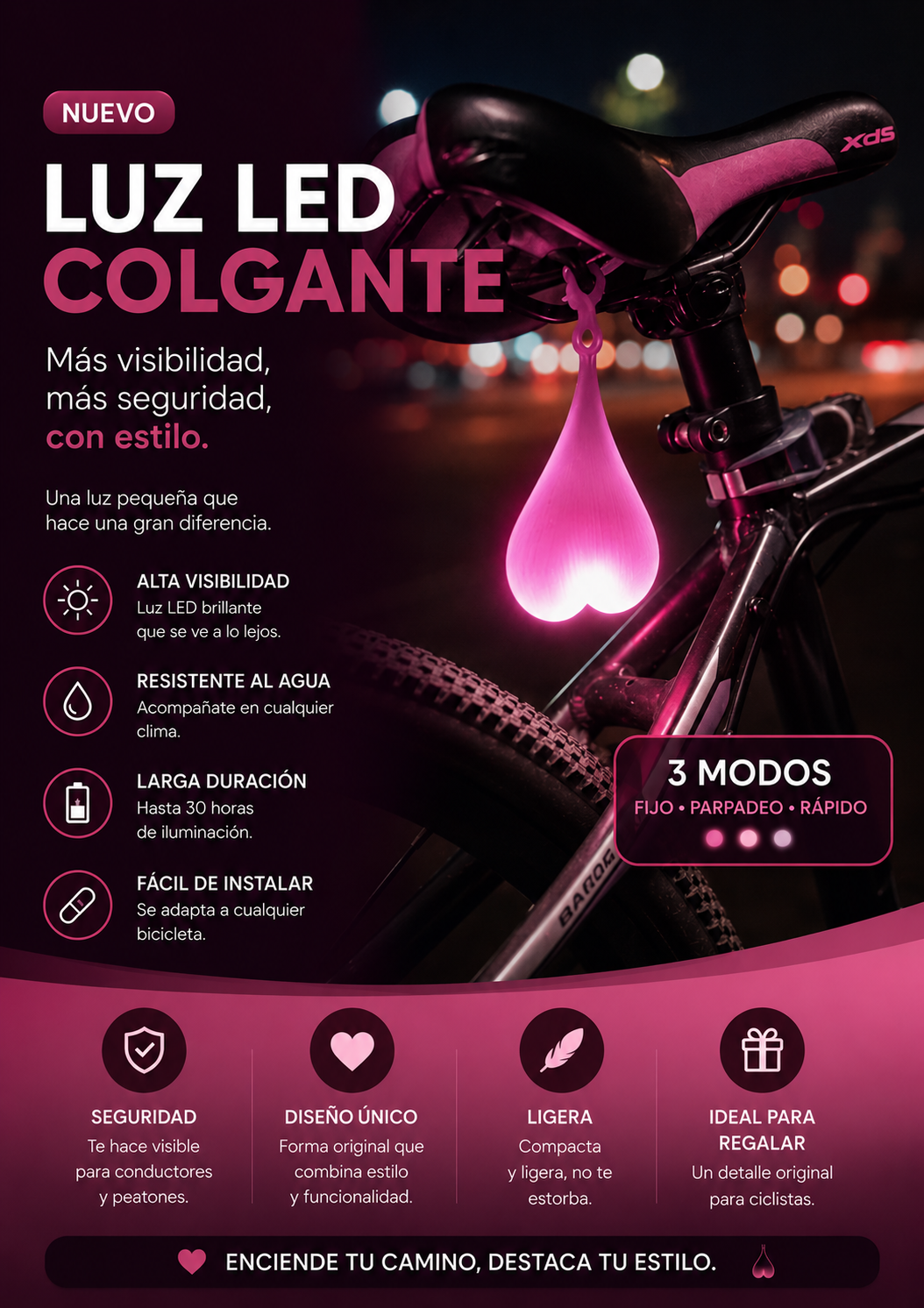 LUZ LED COLGANTE DE BICICLETA