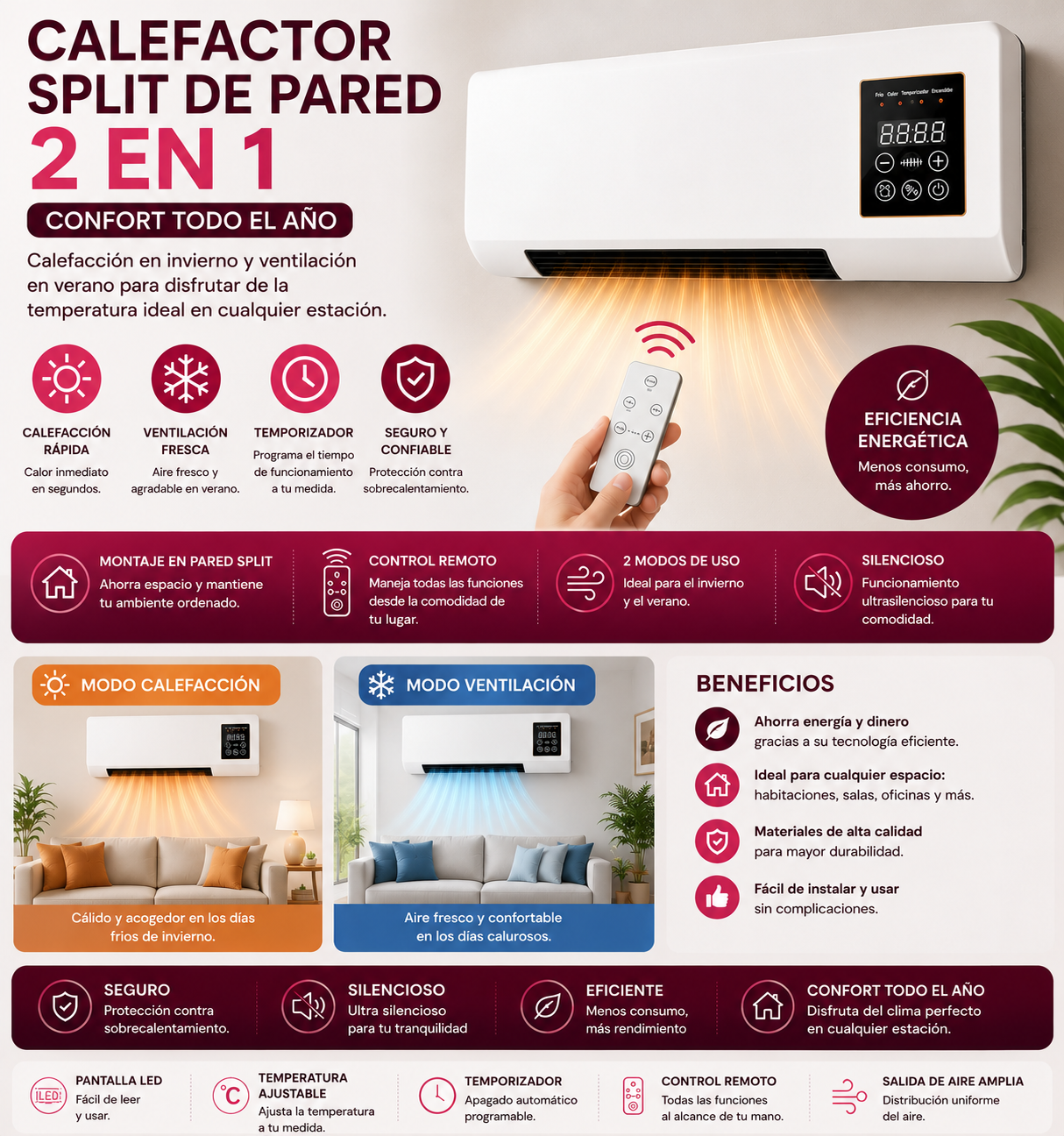 CALEFACTOR SPLIT DE PARED 2 EN 1